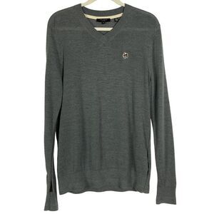 Ted Baker Kenton V-Neck Wool Sweater in Gray, men's Medium